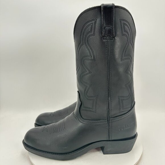 Durango Men Size UK 9 US 10 Black Leather Cowboy Pull On Western Boot - Picture 1 of 14